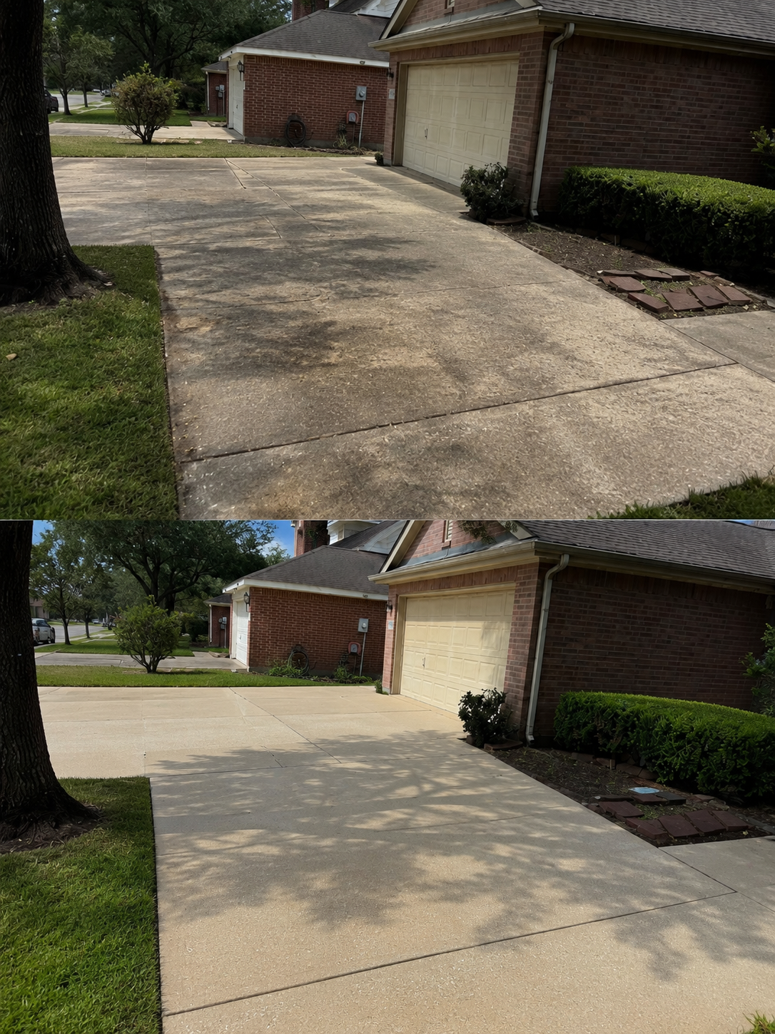 Concrete driveway cleaning project in Morton Ranch