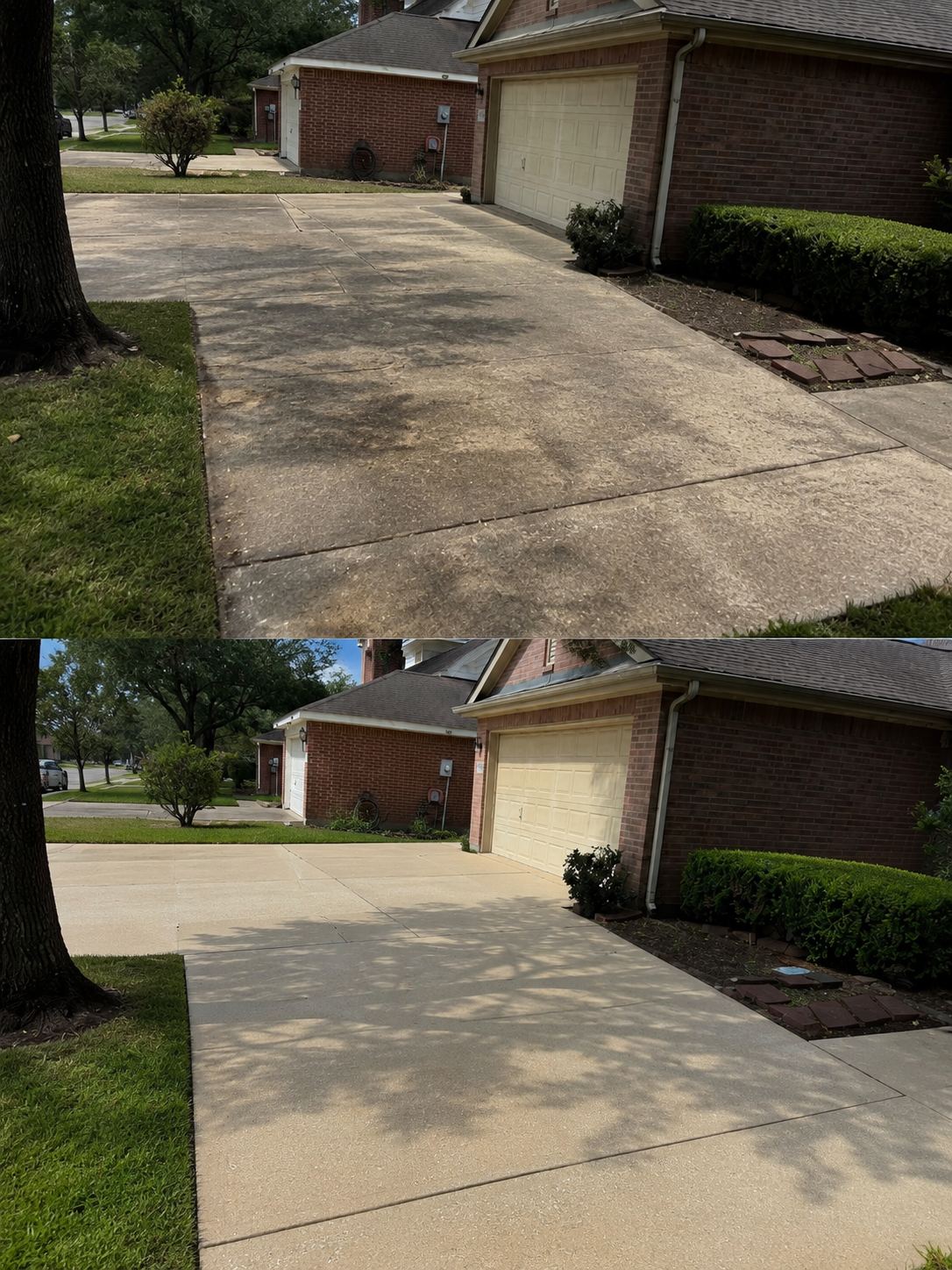 Concrete driveway cleaning project in Morton Ranch