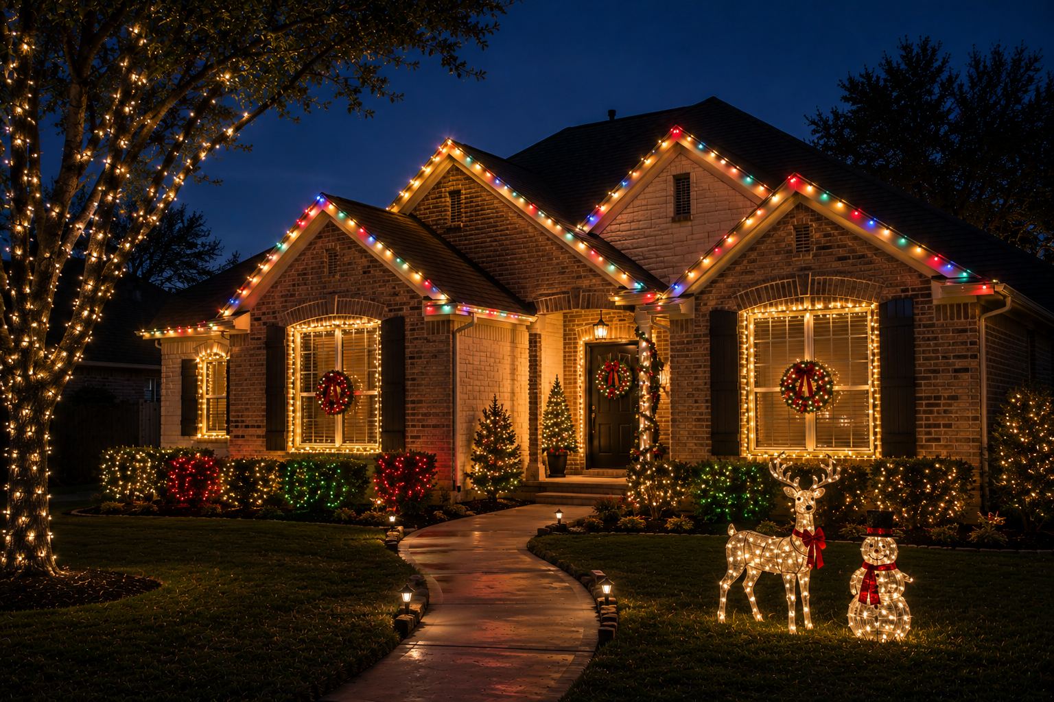 Professional Christmas light installation service in Katy Texas